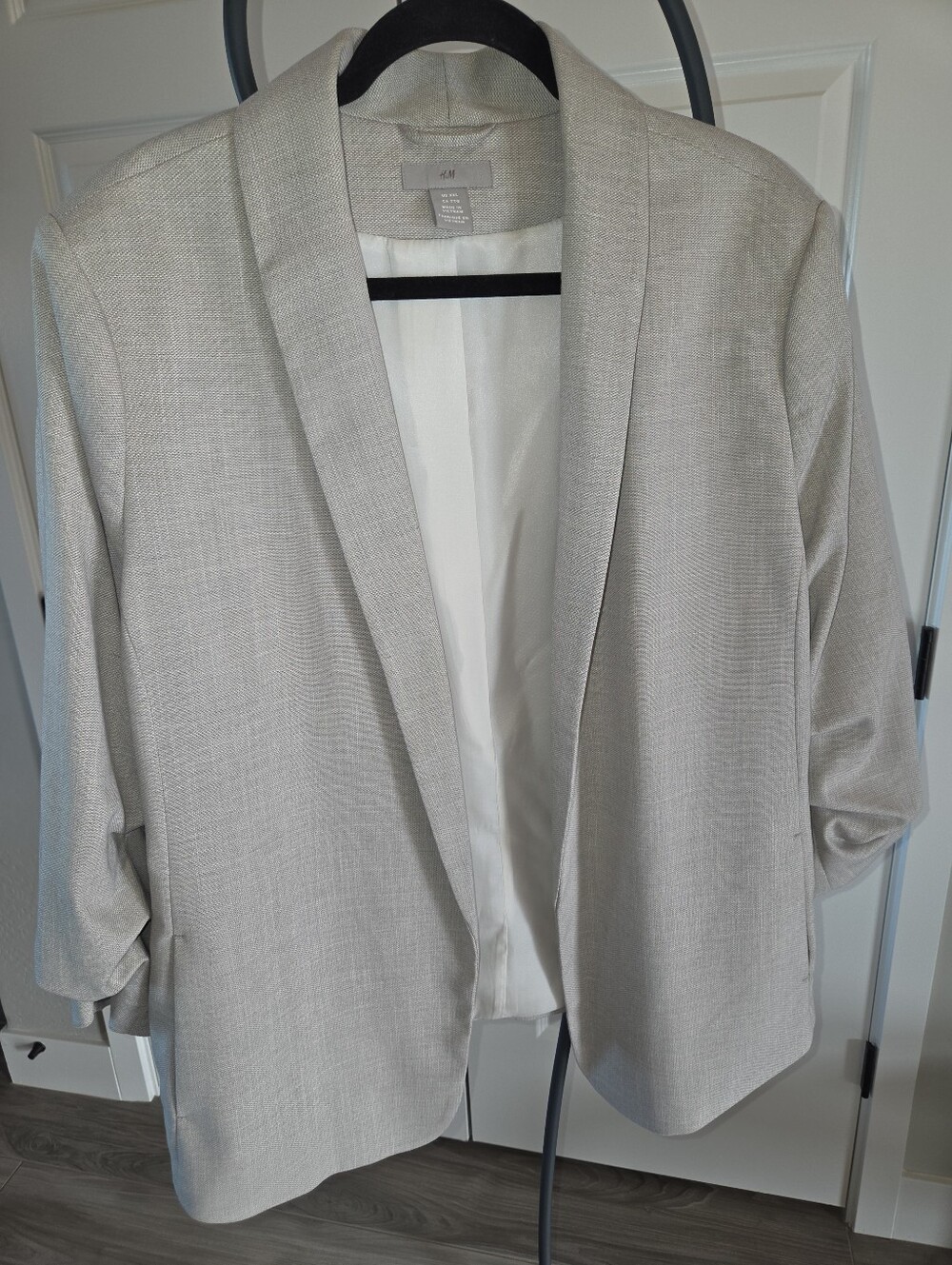 H&M Gray Textured Open-Front Jacket